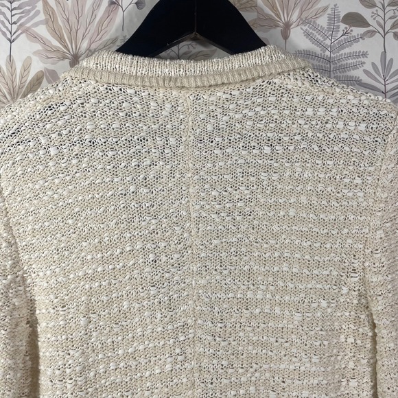 Amina Rubinacci Napoli Cream Textured Knit Cardigan Jacket Sweater 44 Made Italy - Picture 10 of 11